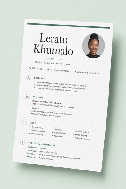 Learnership CV template preview