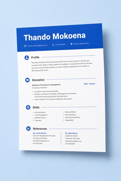 Matric CV template preview